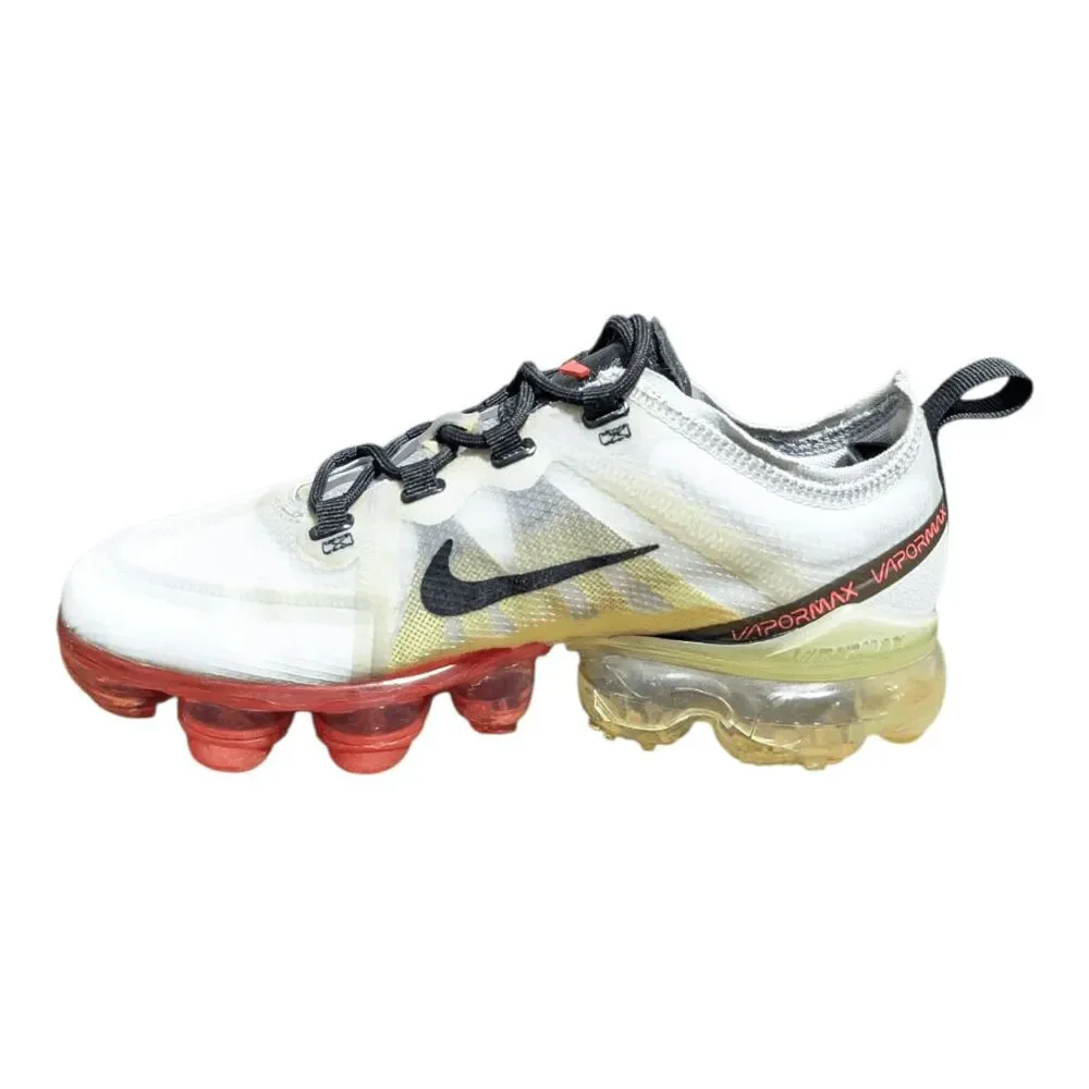 NIKE Air VaporMax 2019 'Pure Platinum Volt Crimson' Running Shoes Size 7